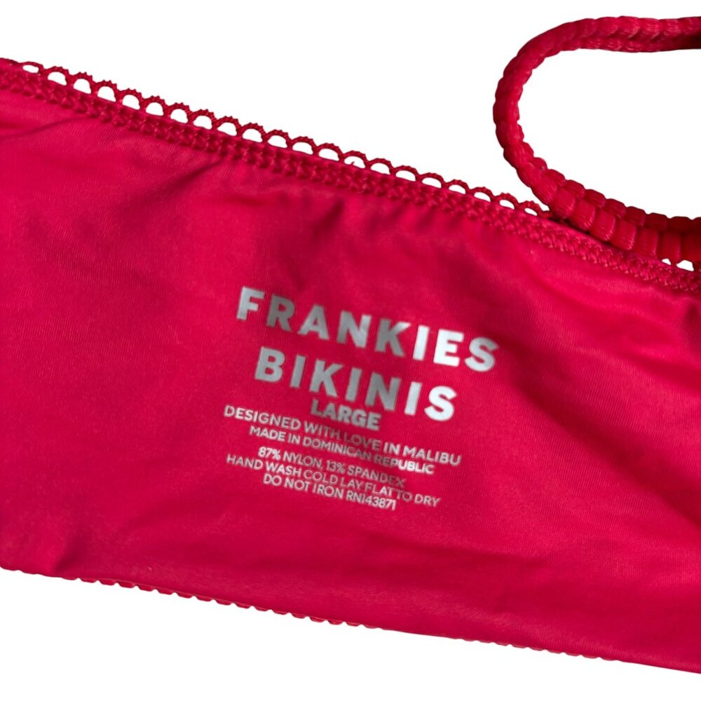 Frankies Bikinis Cleo Ribbed Bralette Bikini Top (Crimson) - Size Large - Picture 4 of 7
